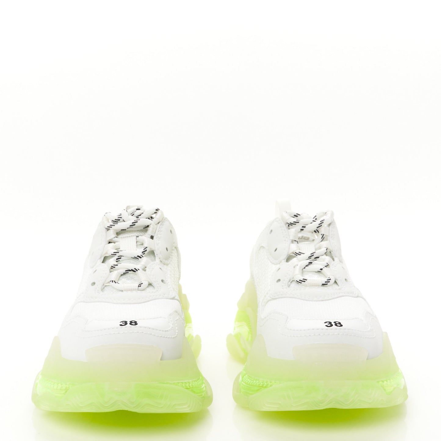 Fabric Mesh Clear Sole Fluo Womens Triple S Sneakers 38 White Fluo Yellow