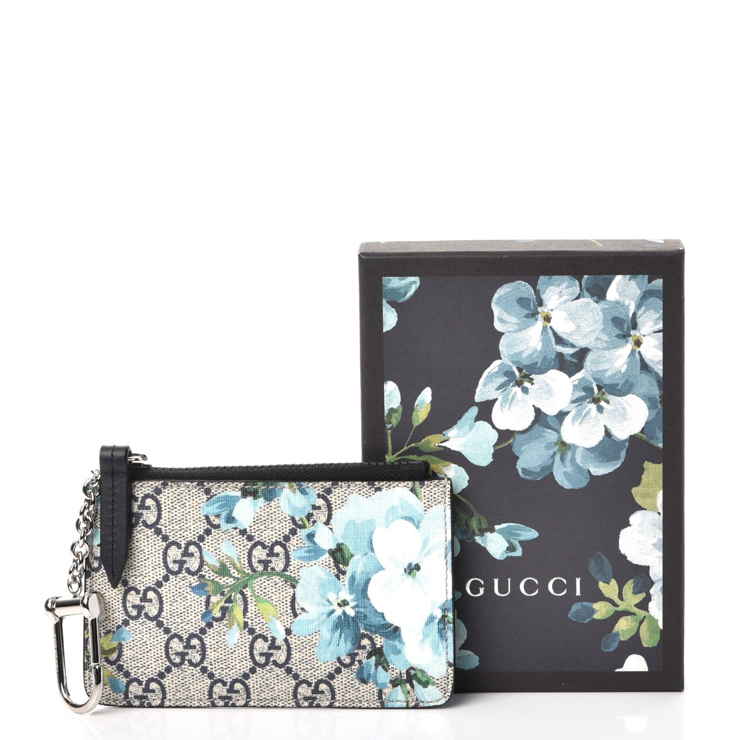 Gucci GG Supreme Monogram Blooms Key Case Beige Blue Navy 7 of 7
