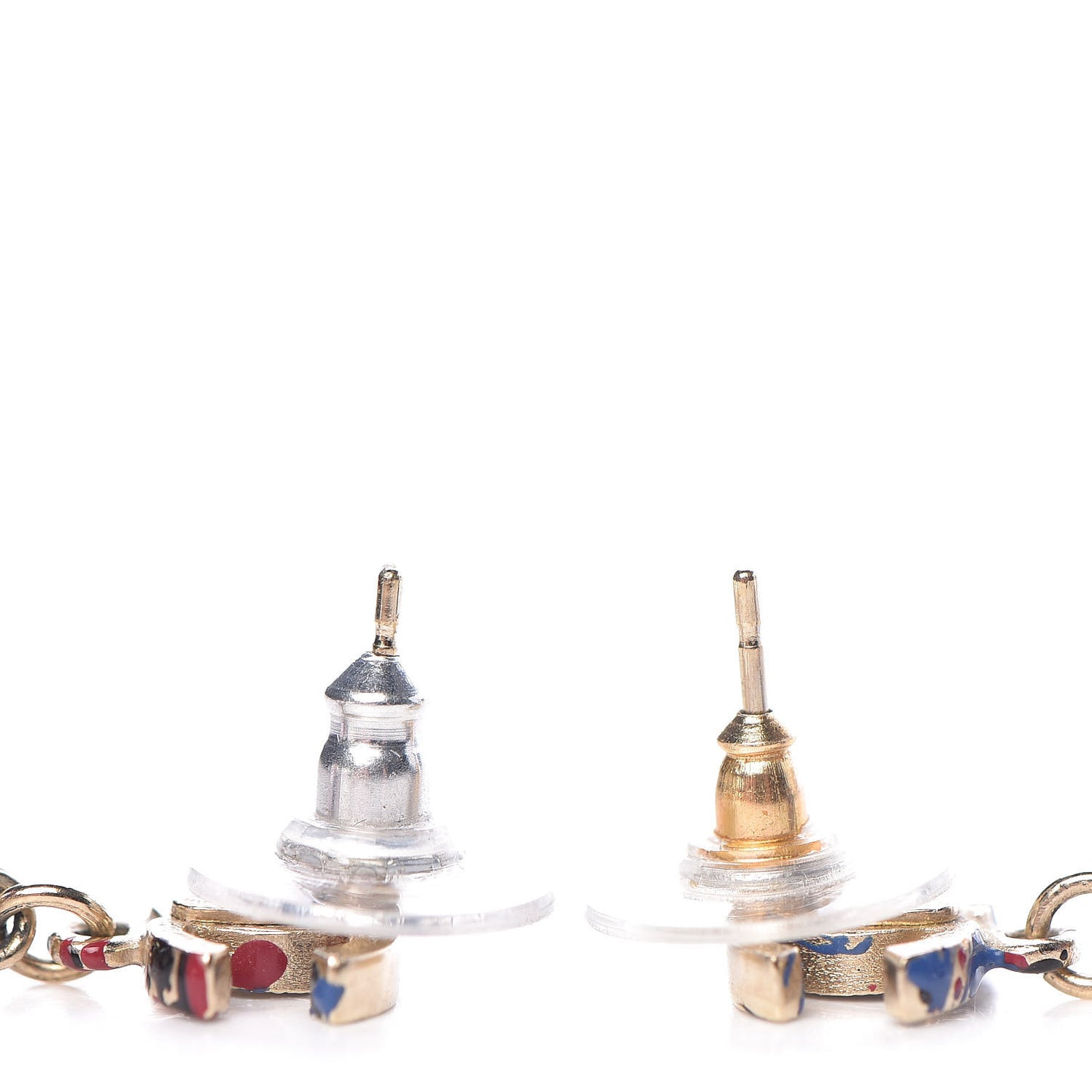 Pearl Painted CC Drop Earrings Red Blue Gold