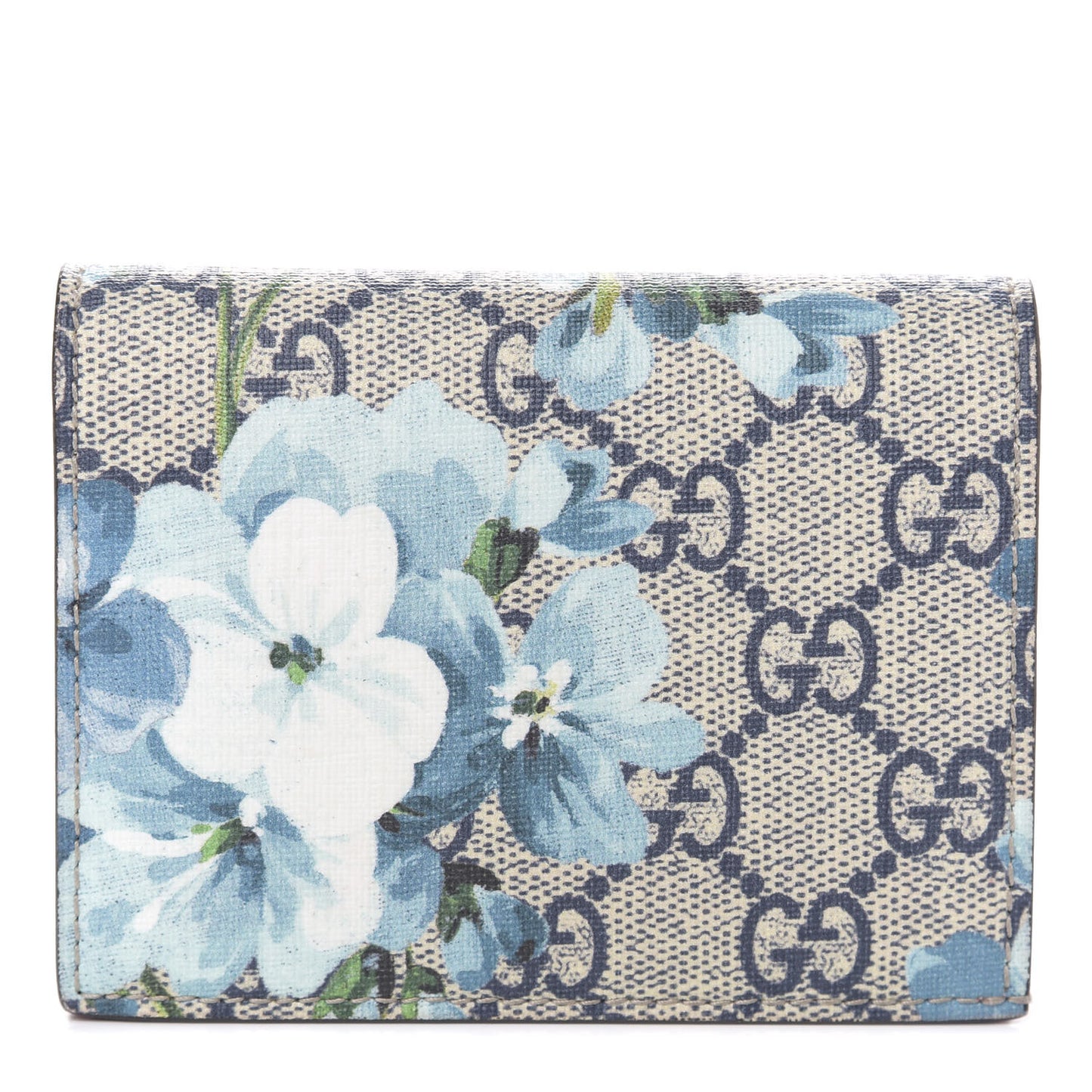 GG Supreme Monogram Blooms Card Case Beige Blue Navy Hibiscus Red