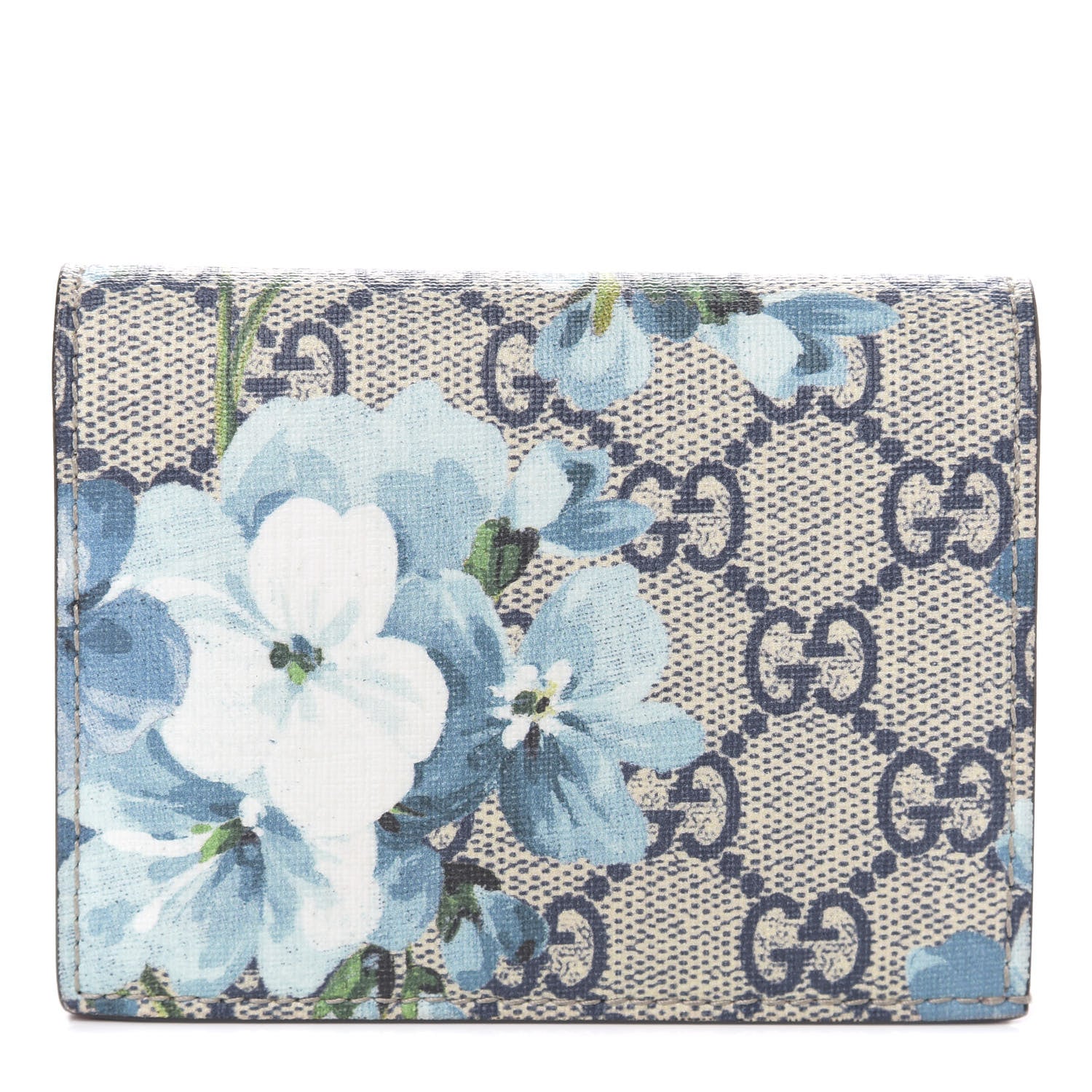 Gucci GG Supreme Monogram Blooms Card Case Beige Blue Navy Hibiscus Red 1 of 8