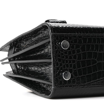 Saint Laurent Calfskin Crocodile Embossed Nano Sac De Jour Black 9 of 10