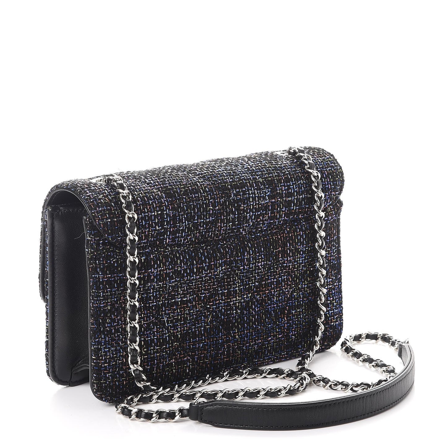 Tweed Lambskin Quilted Mini Beauty Lock Flap Multicolor Black