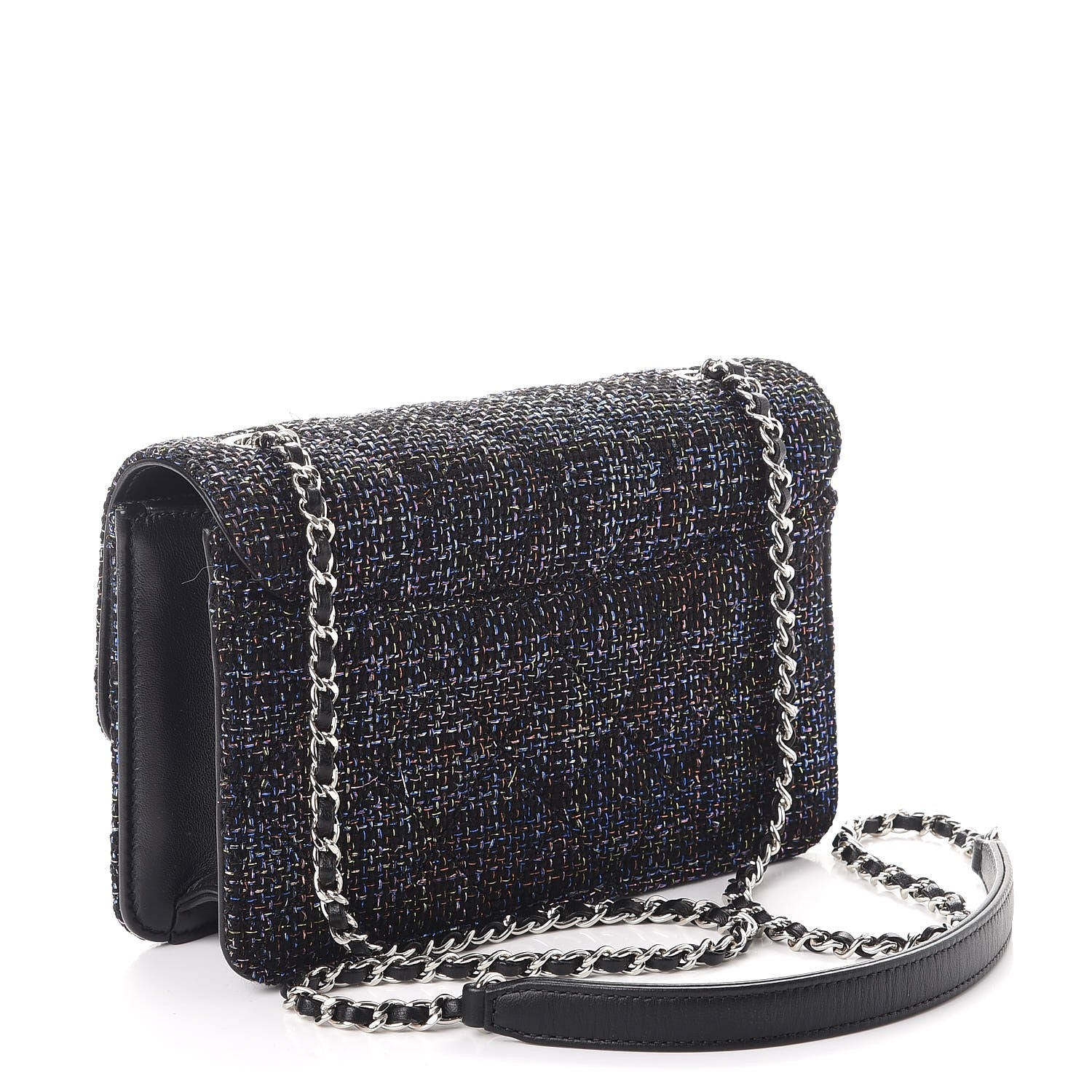 Chanel Tweed Lambskin Quilted Mini Beauty Lock Flap Multicolor Black 3 of 9