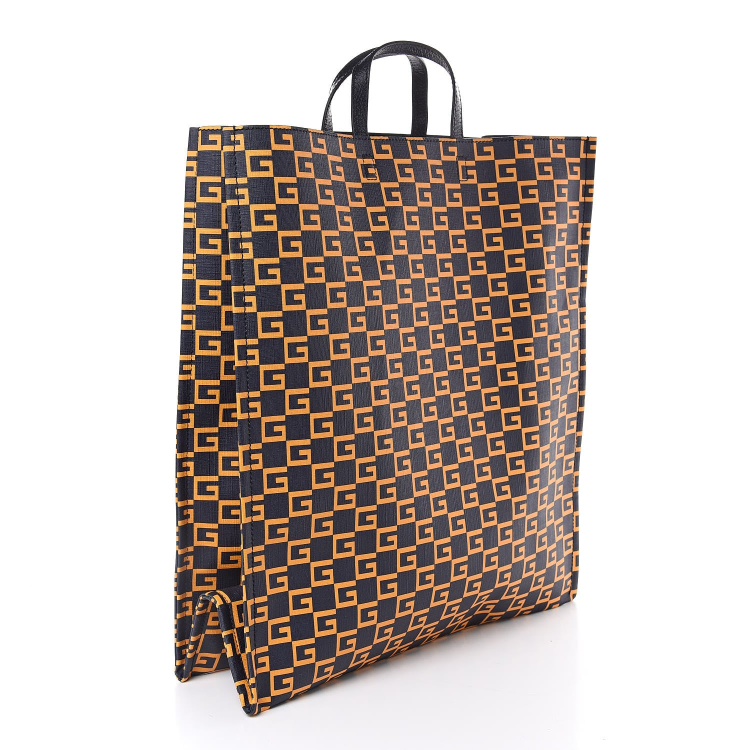 Gucci Coated Canvas Square G Vertical Tote Blue 3 of 10