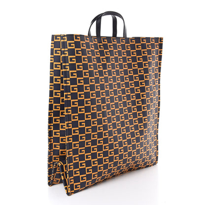 Gucci Coated Canvas Square G Vertical Tote Blue 3 of 10