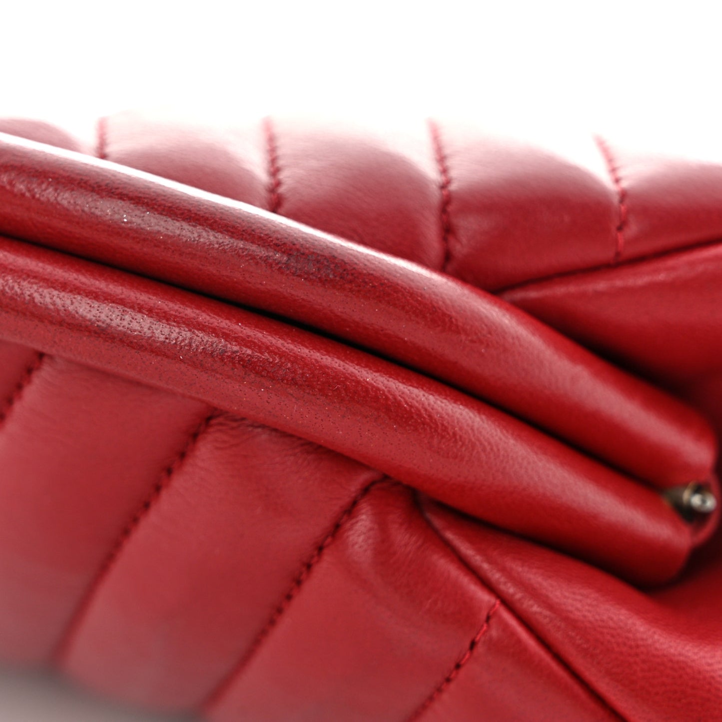 Lambskin Chevron Quilted Timeless Clutch Red
