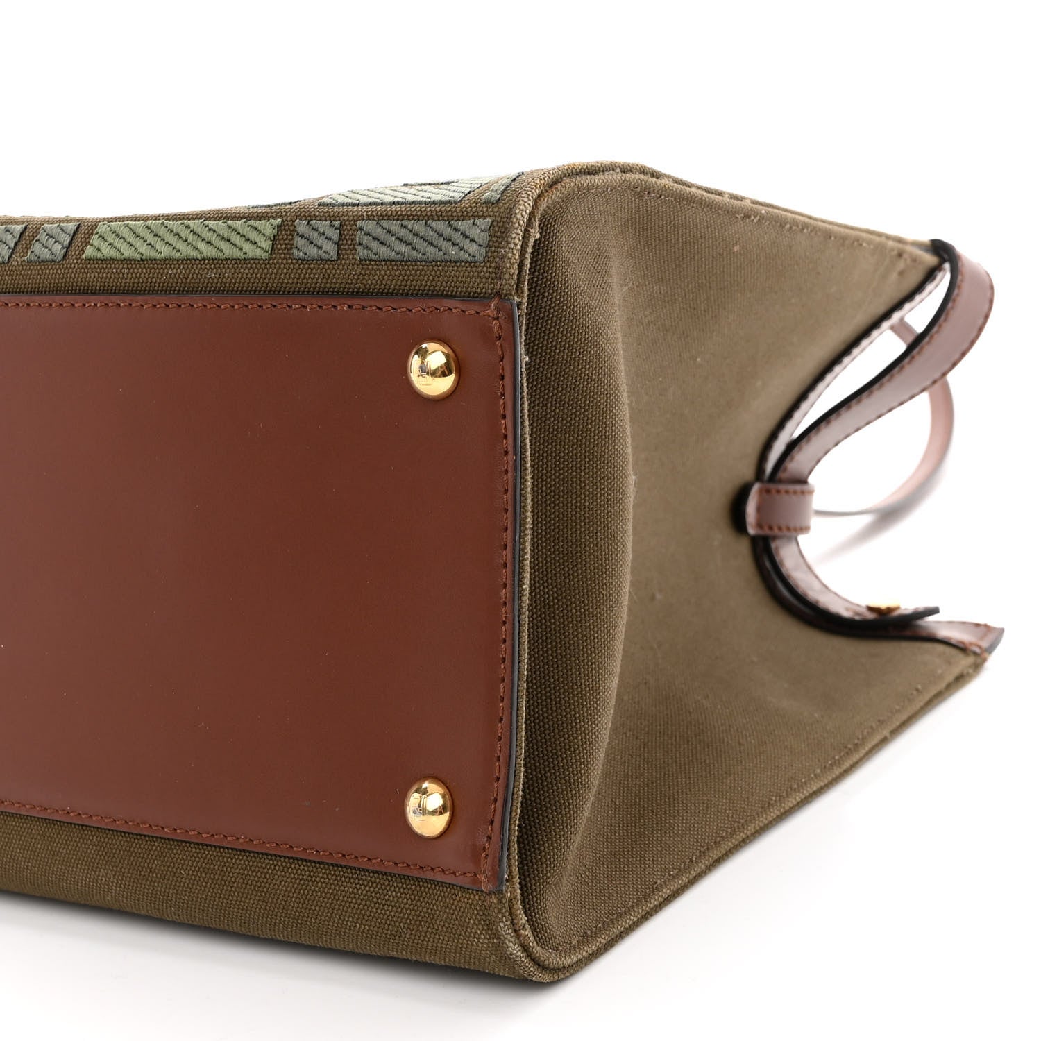 Fendi X SARAH COLEMAN Canvas FF Fish Eye Embroidered Medium Peekaboo X-Tote Amazzonia Ghianda 9 of 12