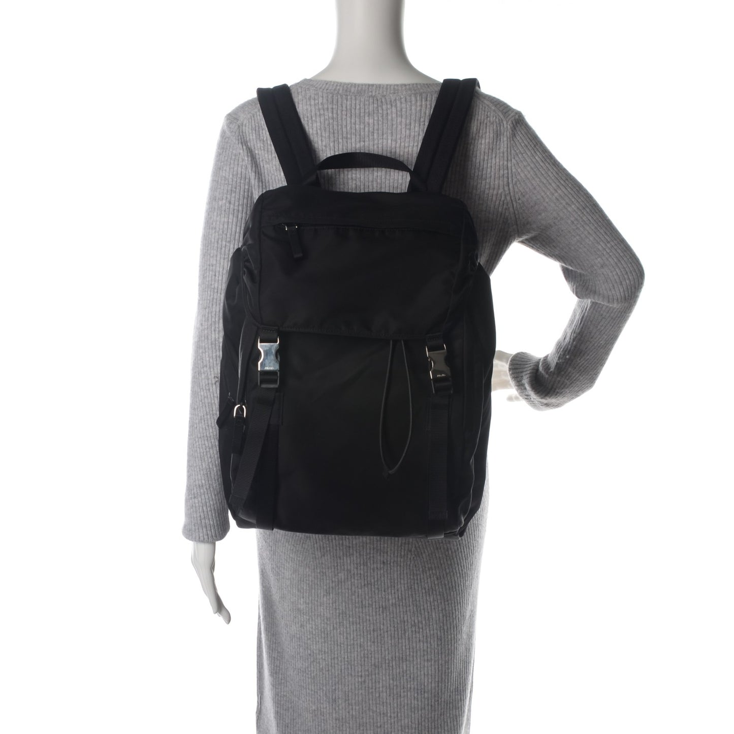 Nylon Montagna Double Buckle Backpack Black