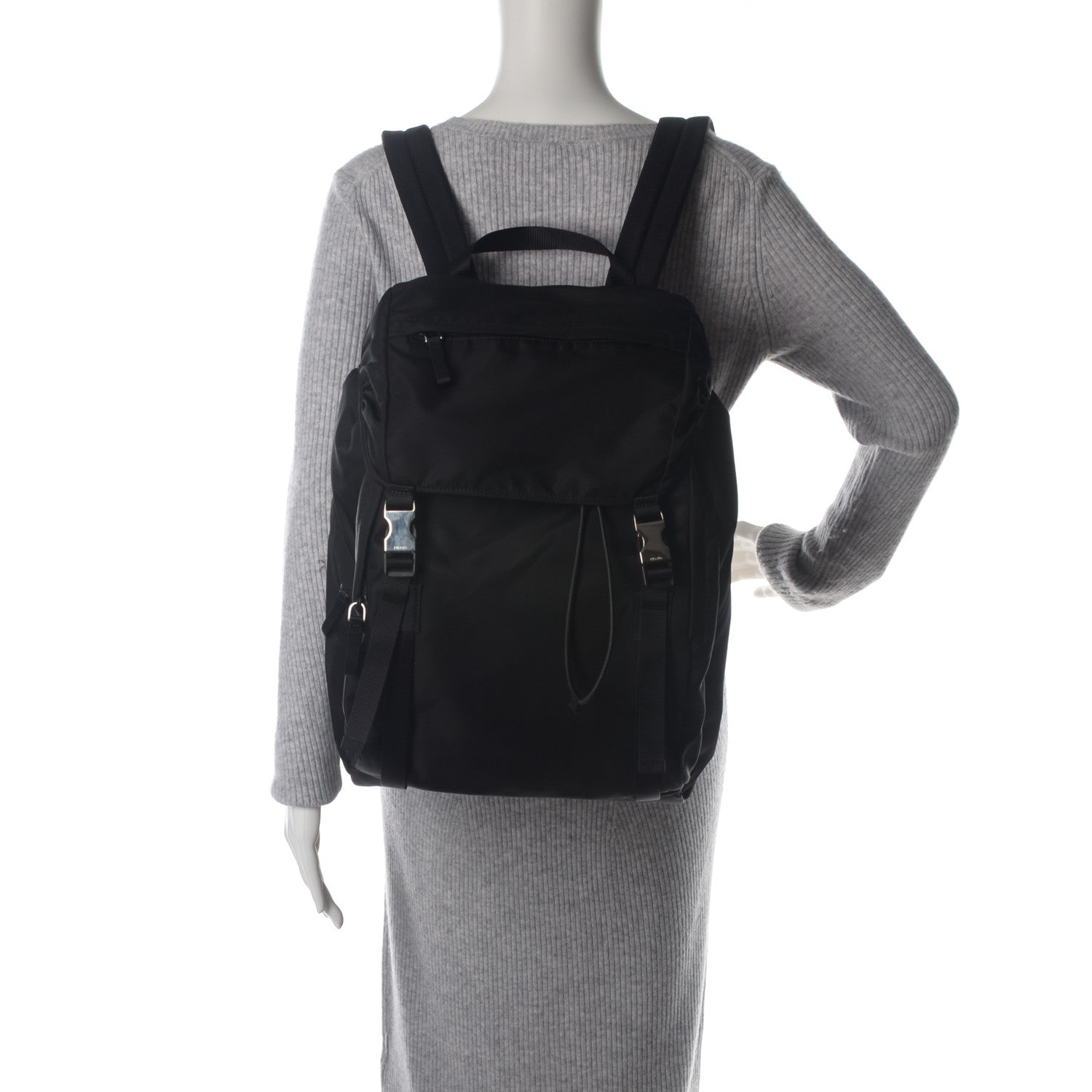 Prada Nylon Montagna Double Buckle Backpack Black 2 of 7