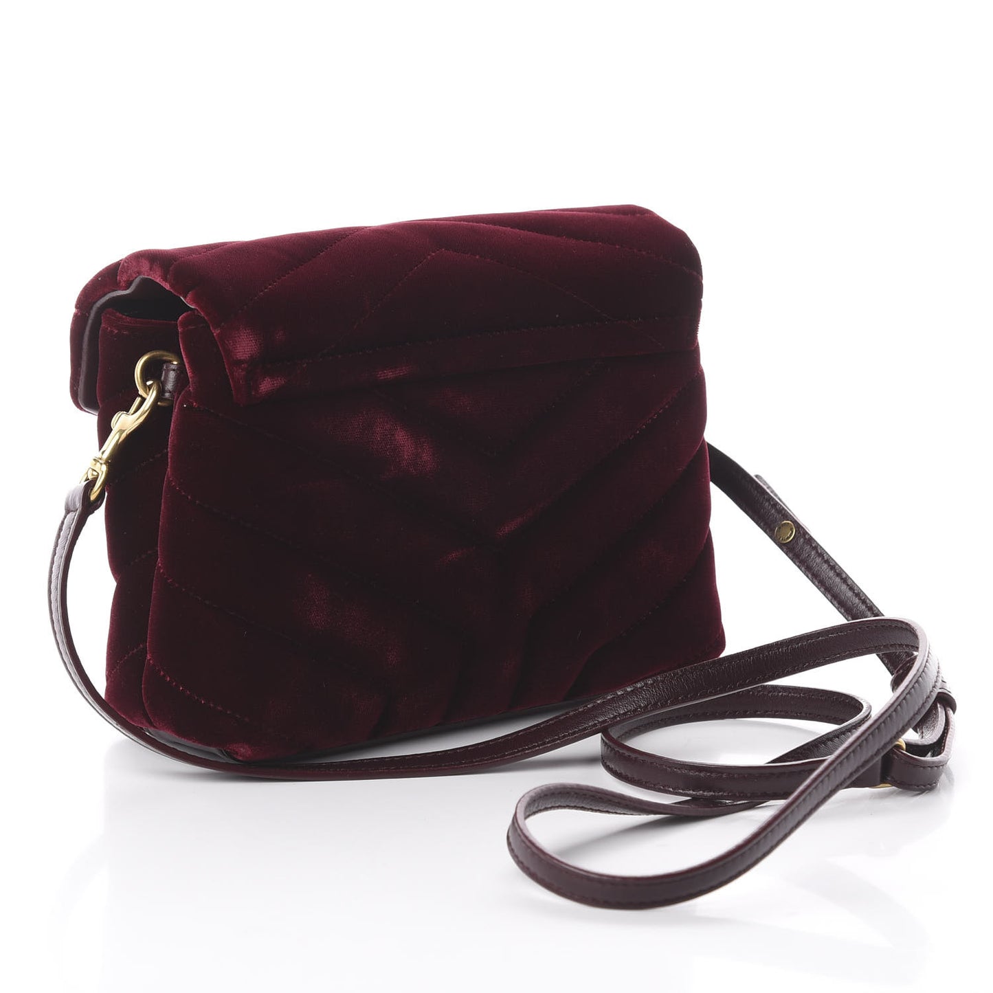 Velvet Y Quilted Monogram Toy Loulou Crossbody Bag French Burgundy