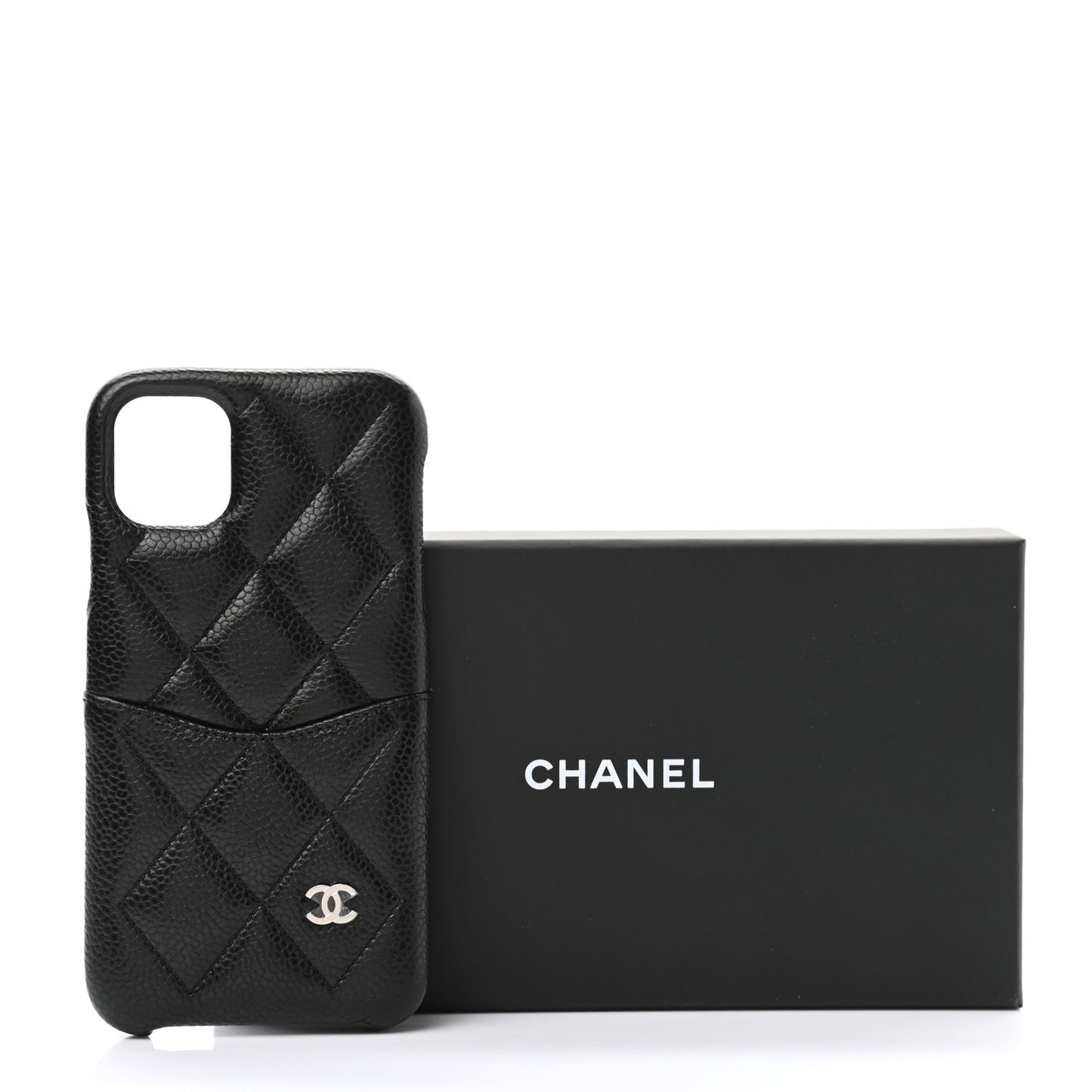 Caviar Quilted iPhone 11 Tech Case Black Burgundy