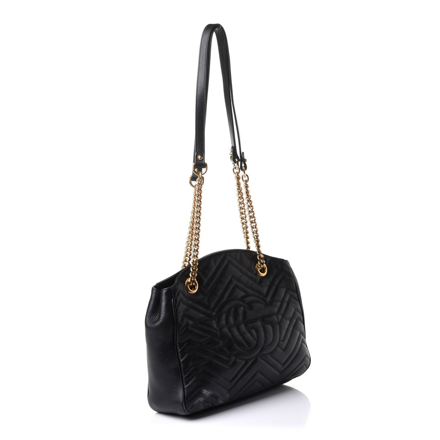 Calfskin Matelasse Medium GG Marmont Open Top Shoulder Bag Black