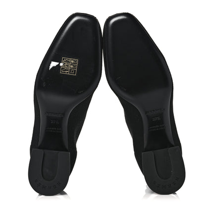 Hermes Knit Calfskin Volver Ankle Boots 37.5 Black 5 of 8