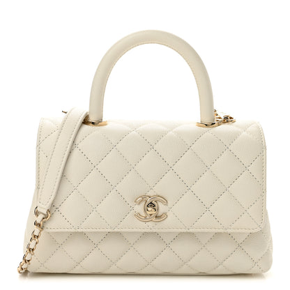 Chanel Caviar Quilted Mini Coco Handle Flap White 1 of 12
