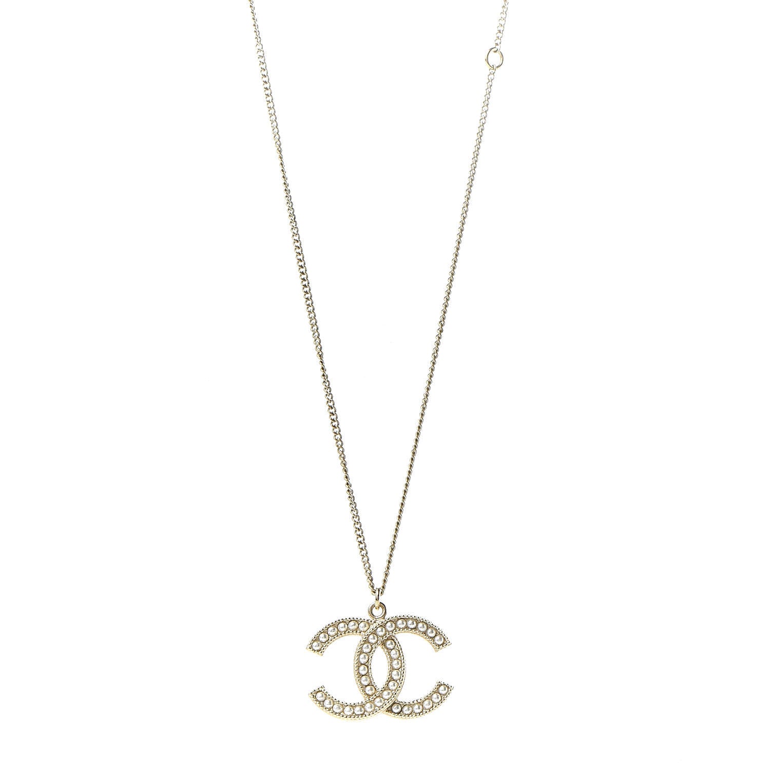 Chanel Pearl CC Pendant Necklace Gold 1 of 5