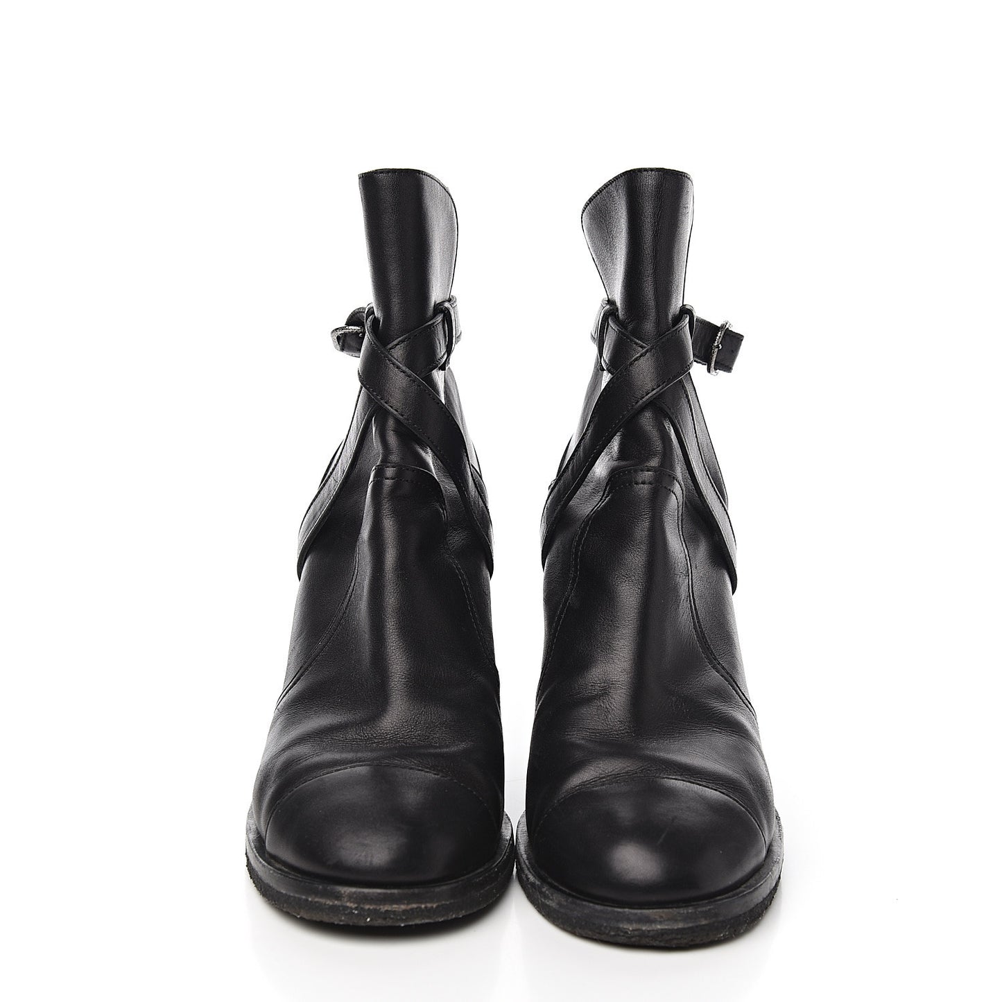 Lambskin CC Buckle Short Boots 39.5 Black