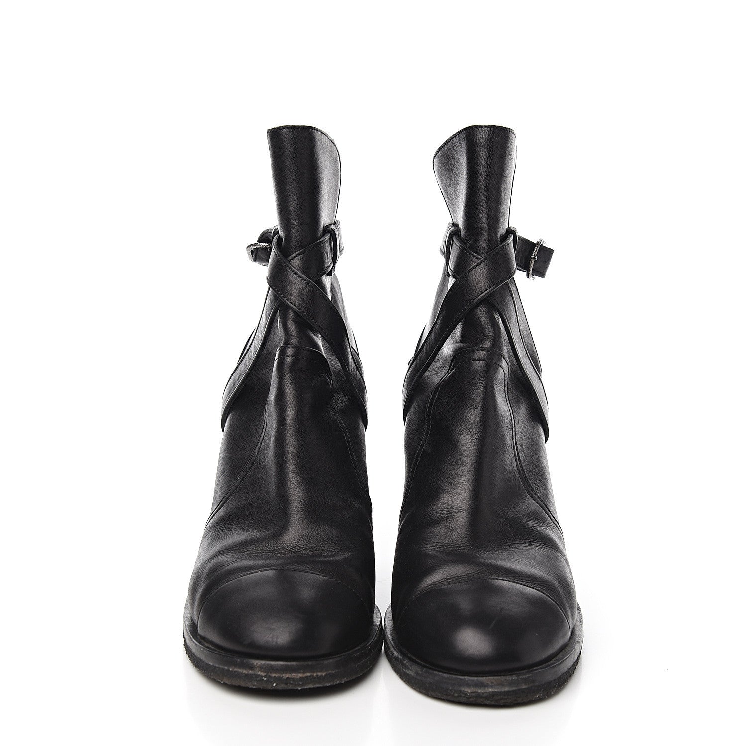 Chanel Lambskin CC Buckle Short Boots 39.5 Black 2 of 9