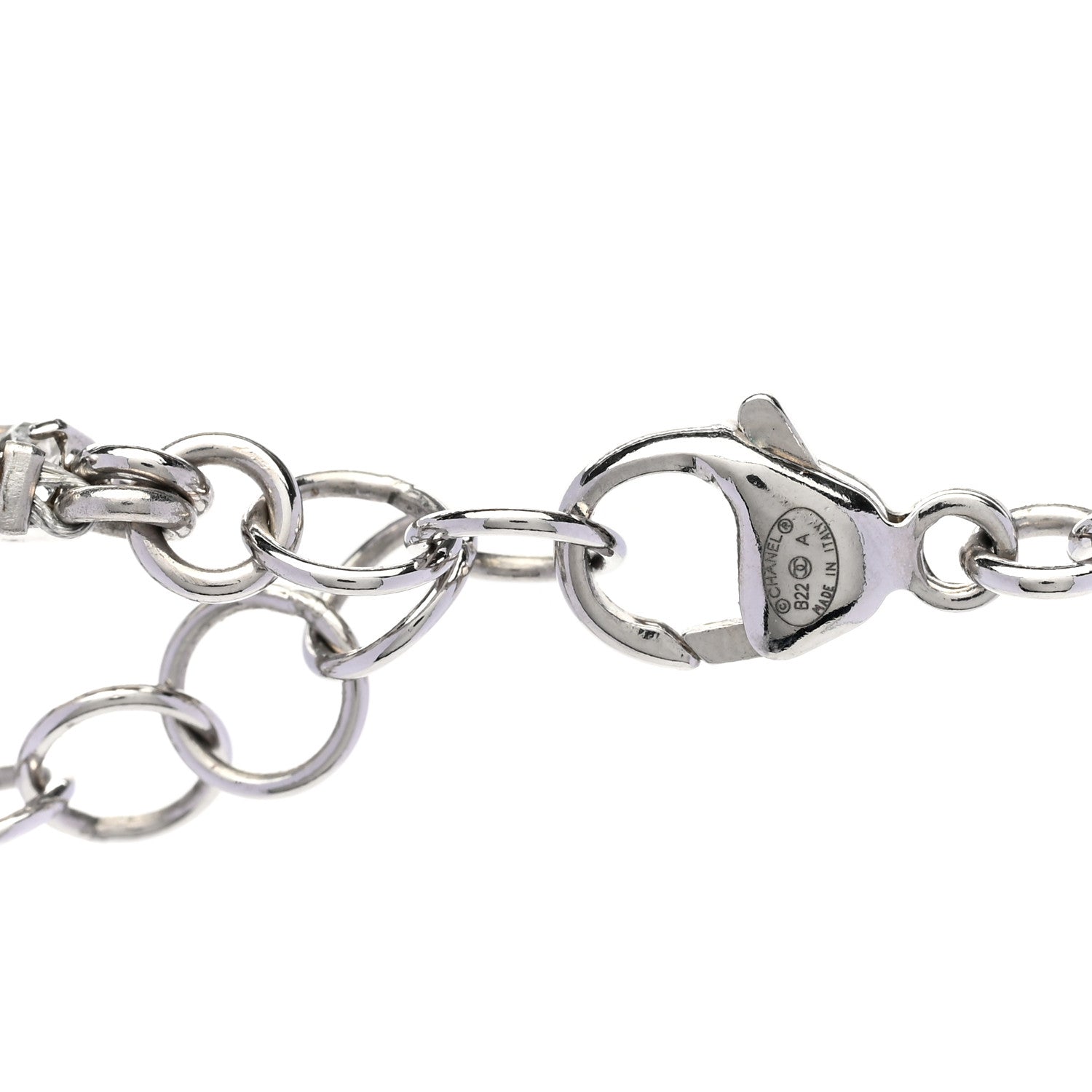 Chanel Pearl Crystal CC Choker Necklace Silver White Black 5 of 6