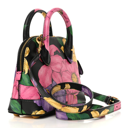Balenciaga Smooth Calfskin Lush Floral Print XXS Ville Top Handle Bag Black Multicolor 3 of 12