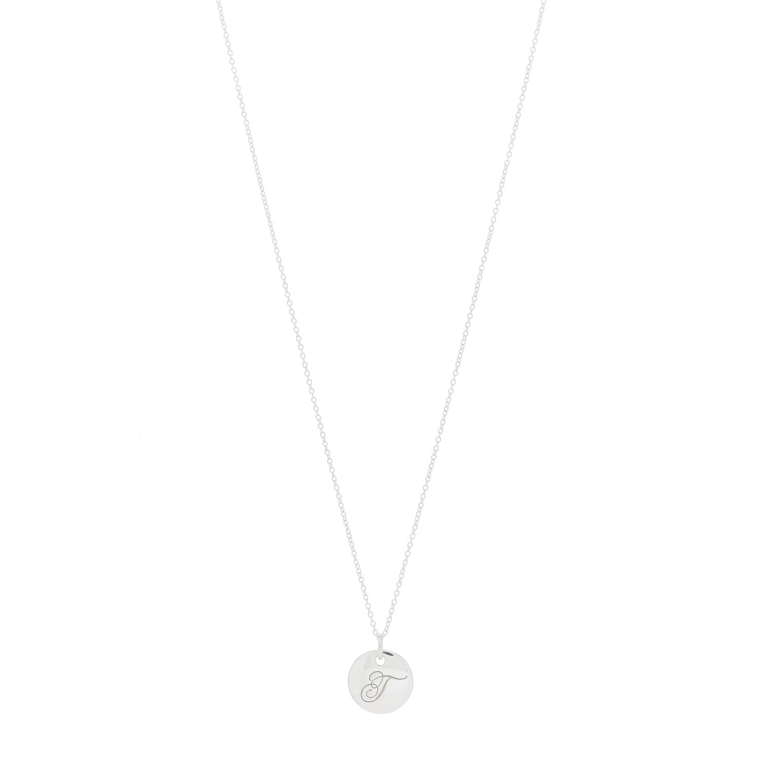 Tiffany Sterling Silver Letter T Disc Pendant Necklace 1 of 5