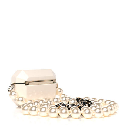Chanel Resin Crystal Pearl Lambskin Airpods Pro Holder Necklace Pearly White 3 of 7