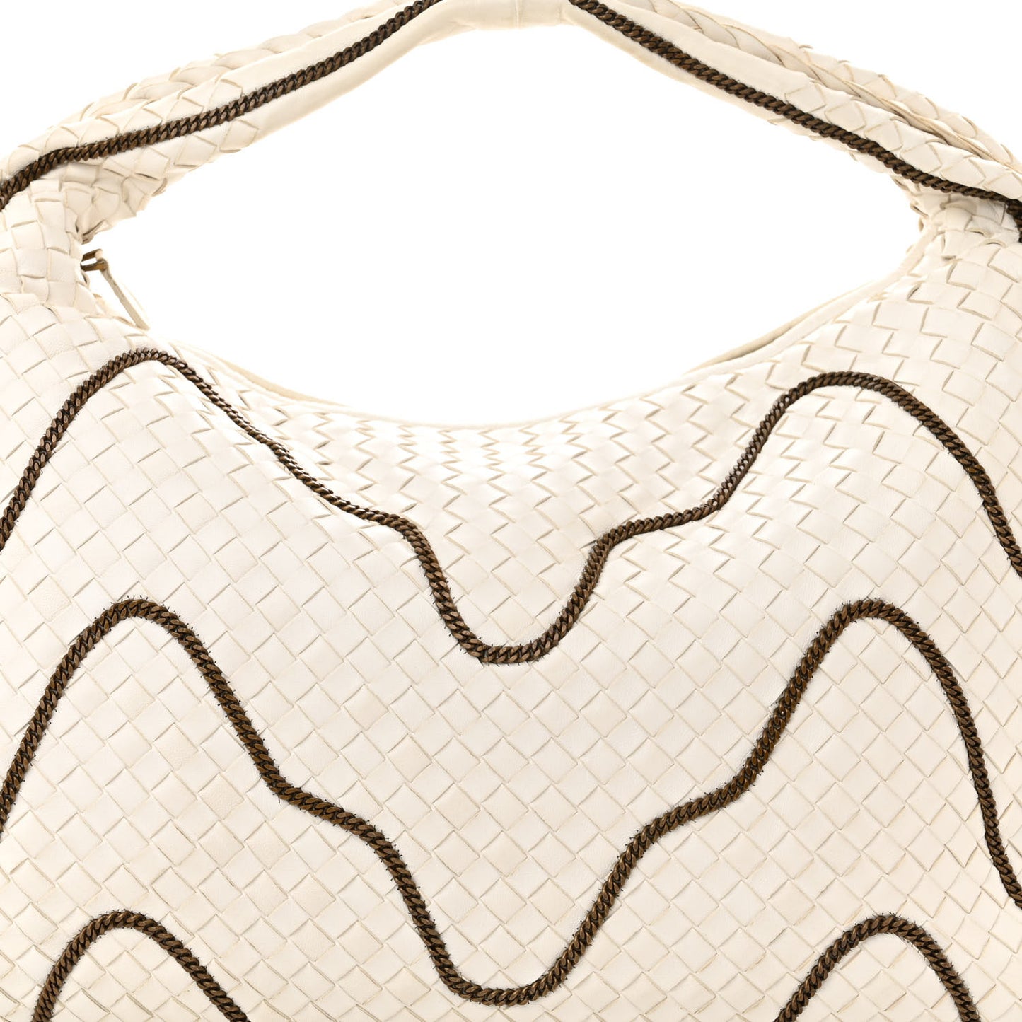 Nappa Intrecciato Medium Veneta Chain Hobo White
