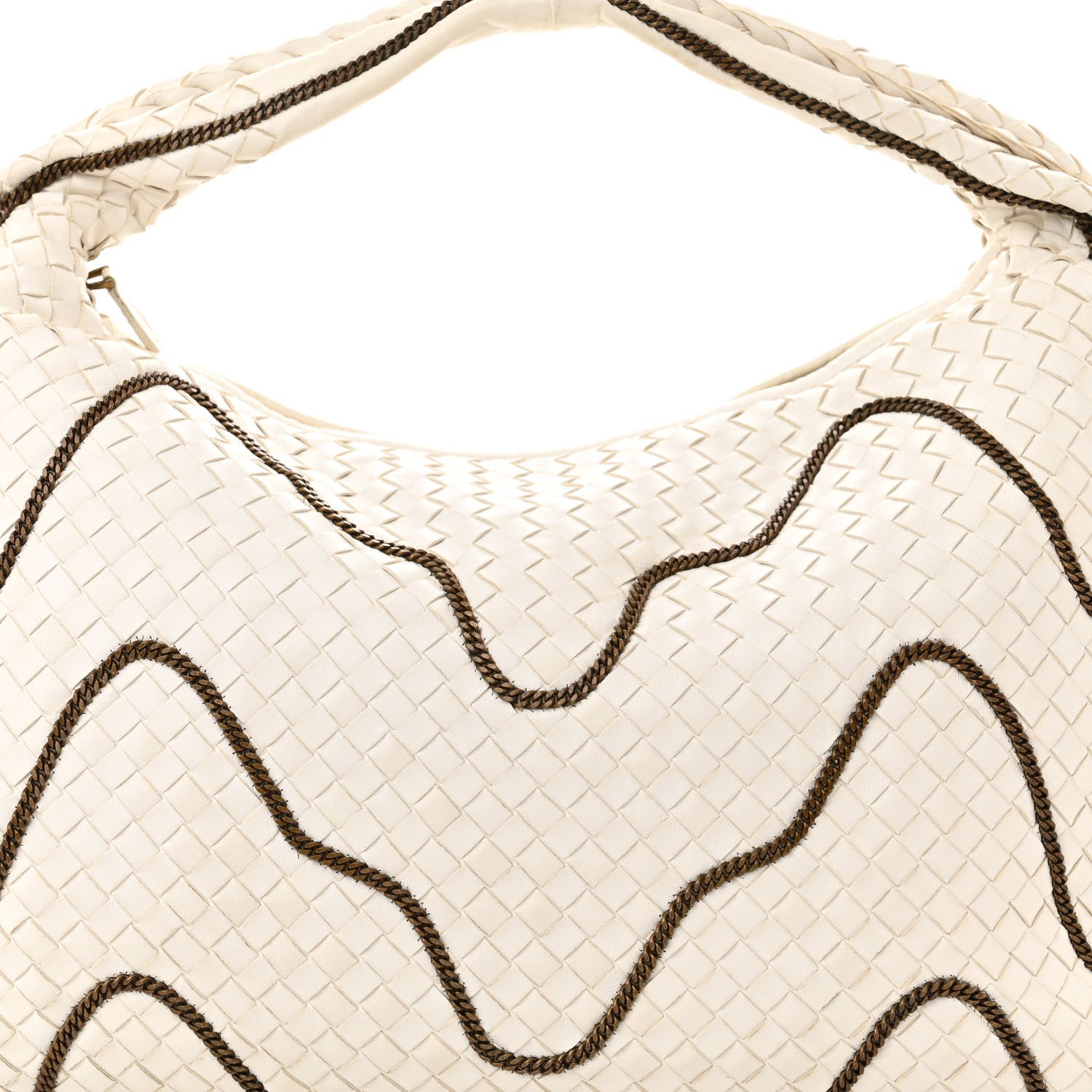 Bottega Veneta Nappa Intrecciato Medium Veneta Chain Hobo White 8 of 14