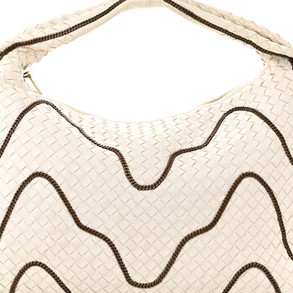 Bottega Veneta Nappa Intrecciato Medium Veneta Chain Hobo White 8 of 14