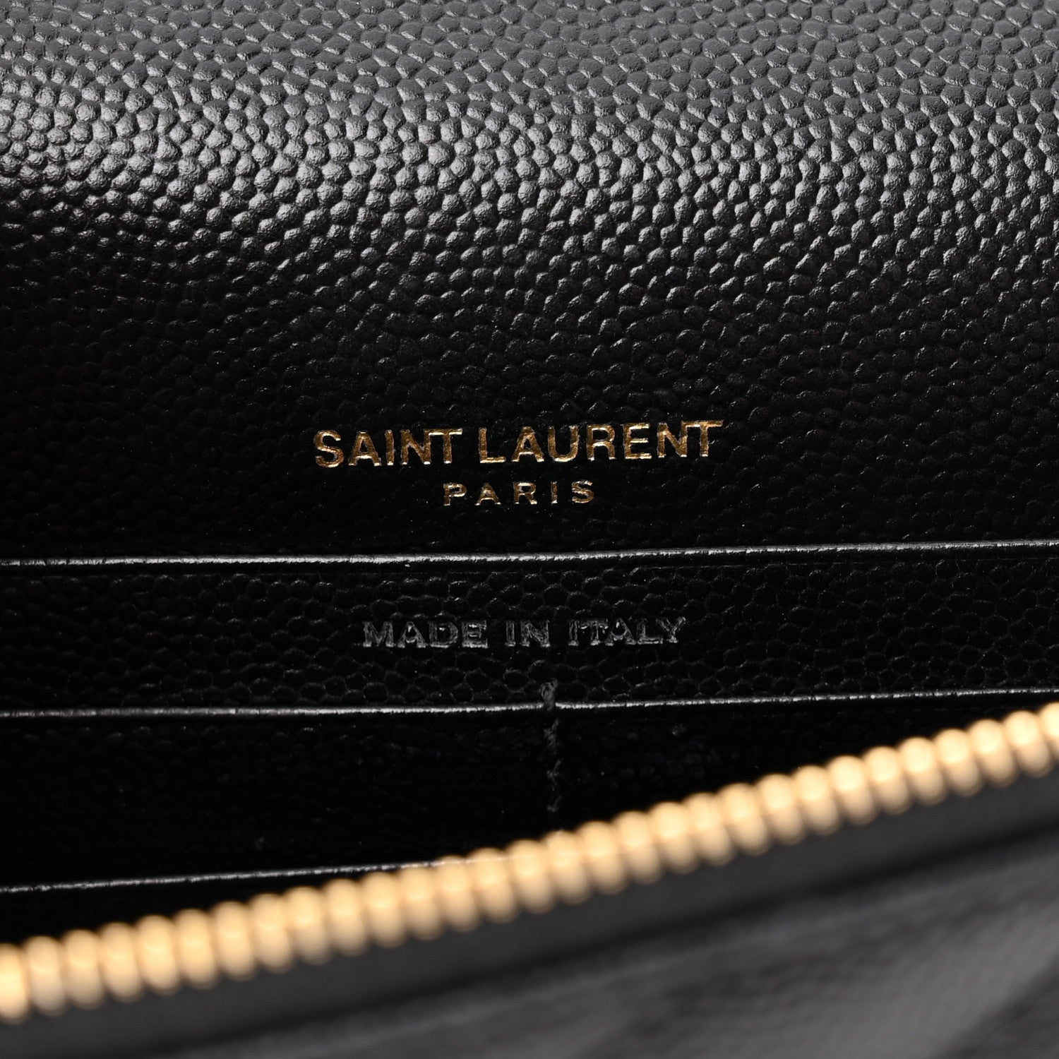 Saint Laurent Grain De Poudre Matelasse Chevron Monogram Envelope Chain Wallet Black 6 of 9