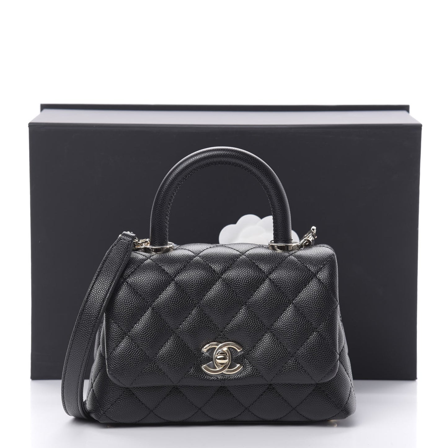 Caviar Quilted Extra Mini Coco Handle Flap Black