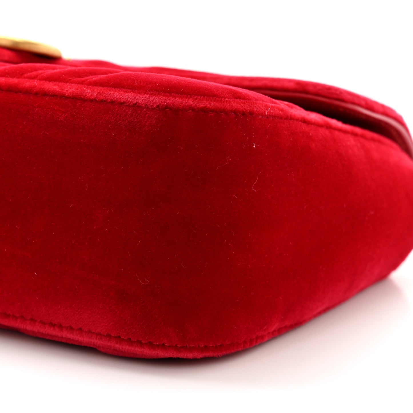 Velvet Matelasse Small GG Marmont Shoulder Bag Hibiscus Red