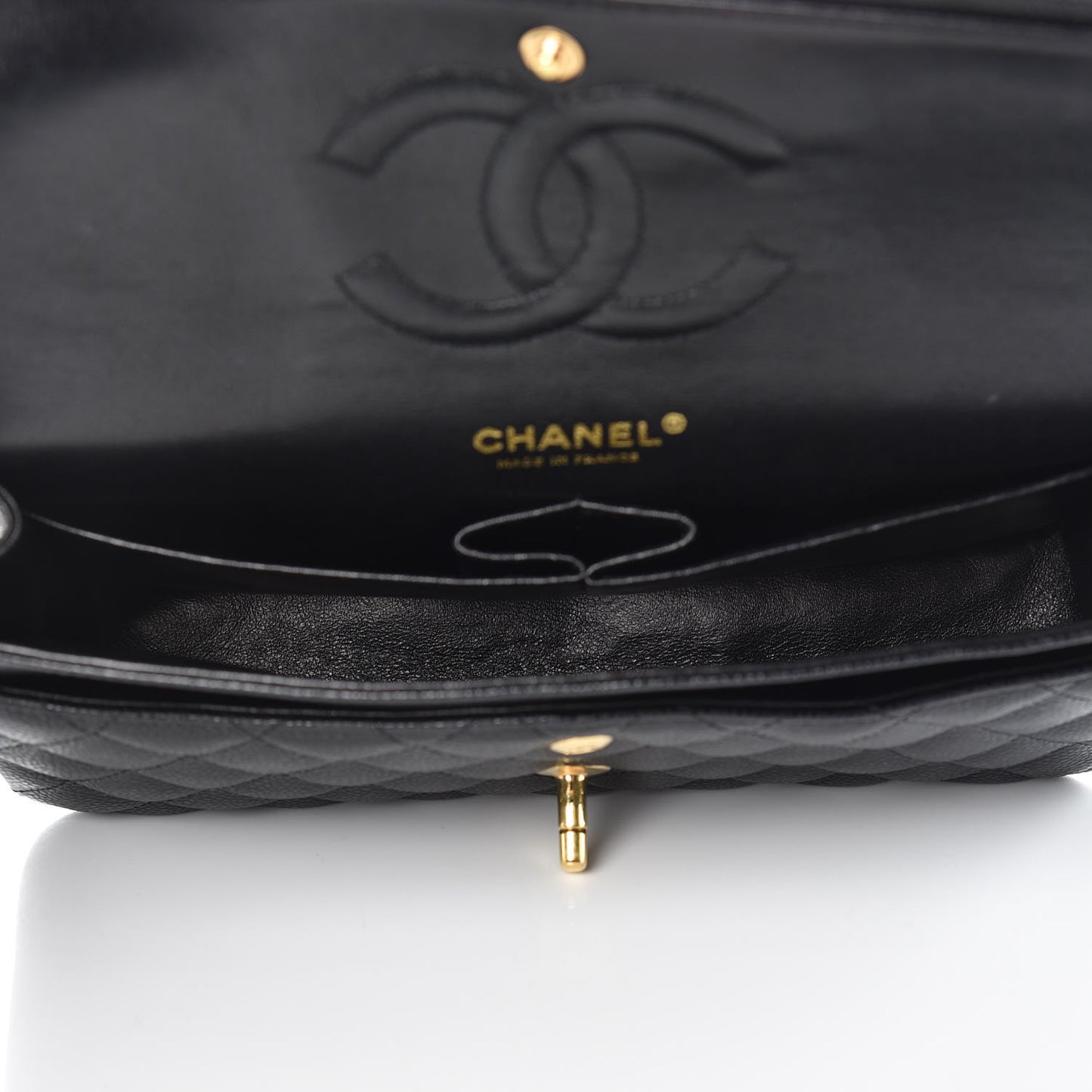 Caviar Quilted Medium Double Flap Black