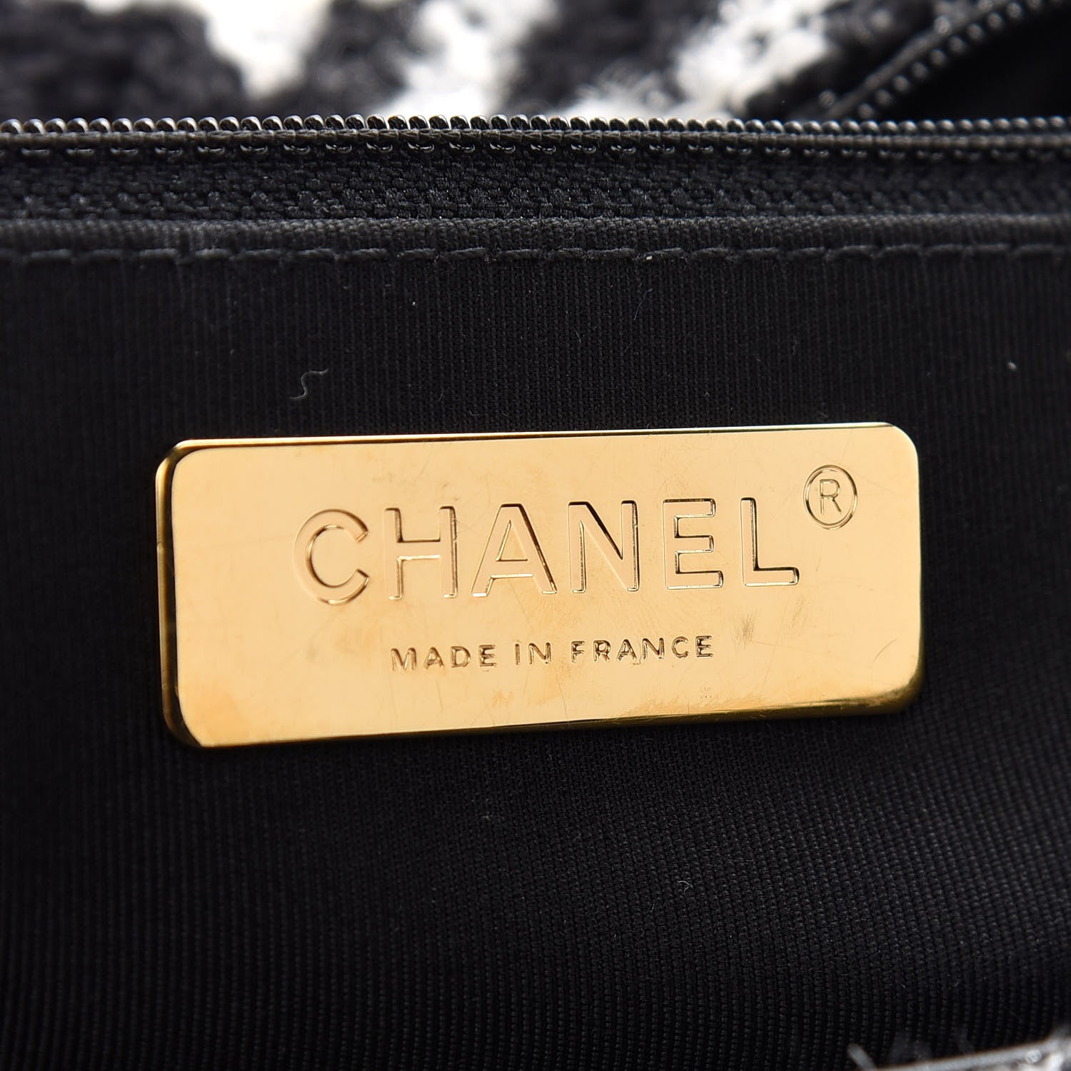 Chanel Tweed Quilted Large Chanel 19 Flap Black Ecru White 6 of 9