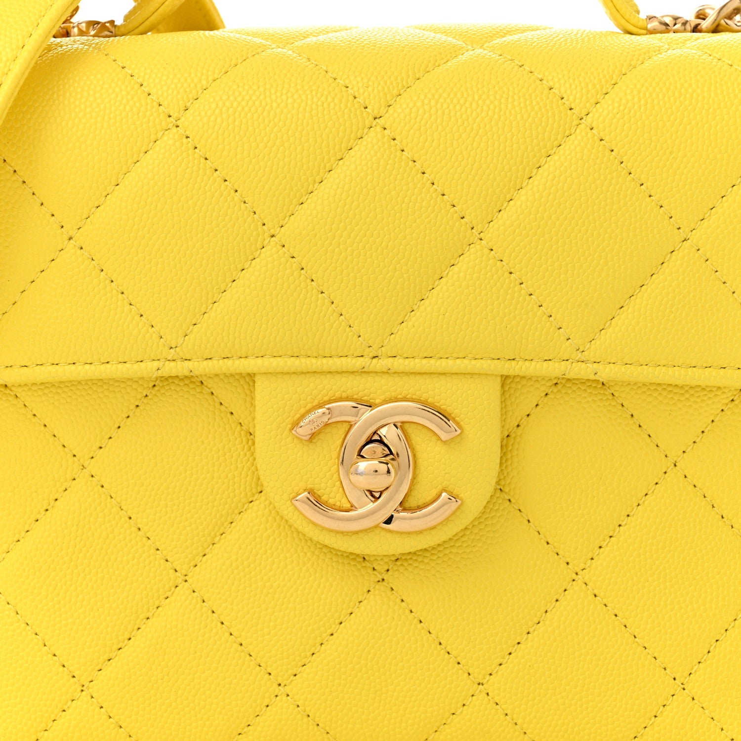 Chanel Caviar Quilted Handy Box Vanity Case Yellow 8 of 11