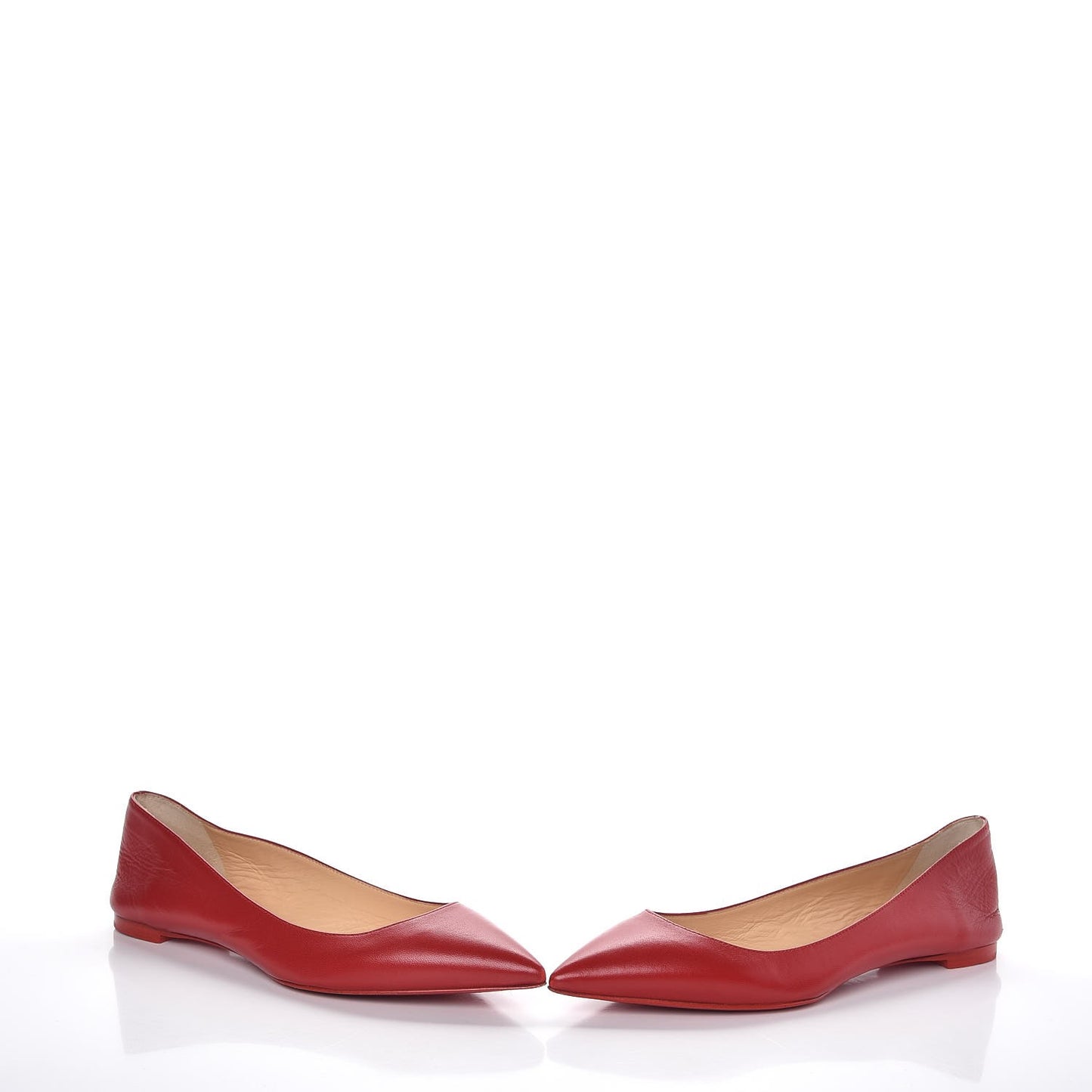 Shiny Nappa Ballalla Flats 37.5 Red