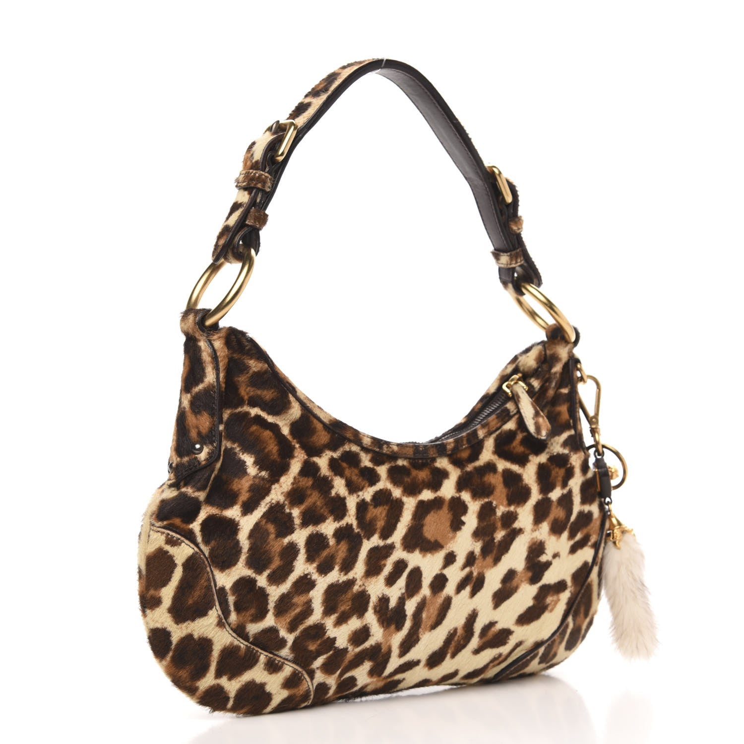 Prada Calf Hair Leopard Print Shoulder Bag Avorio 3 of 10