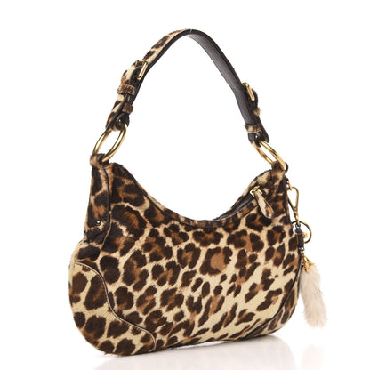 Prada Calf Hair Leopard Print Shoulder Bag Avorio 3 of 10