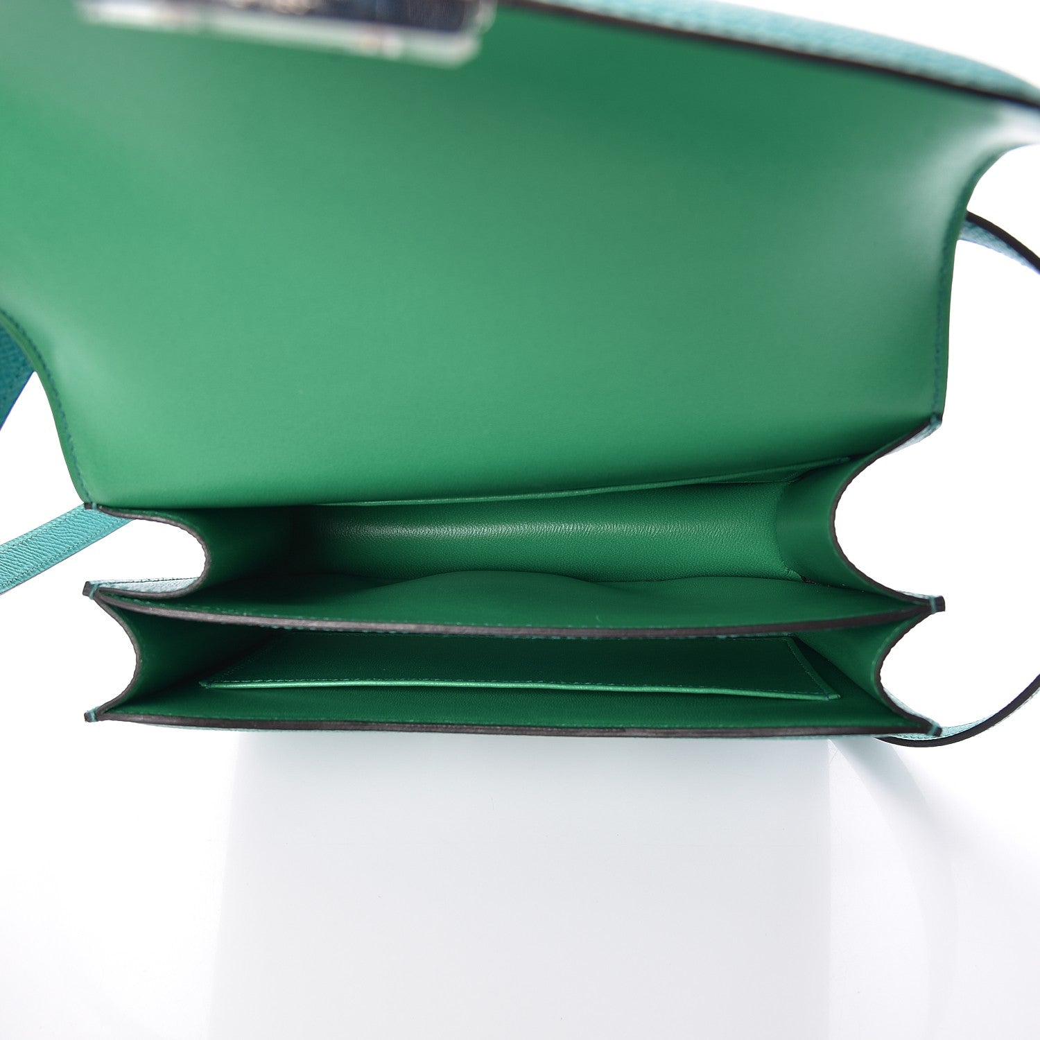 Hermes Epsom Enamel Constance 18 Bleu Paon Menthe 14 of 17