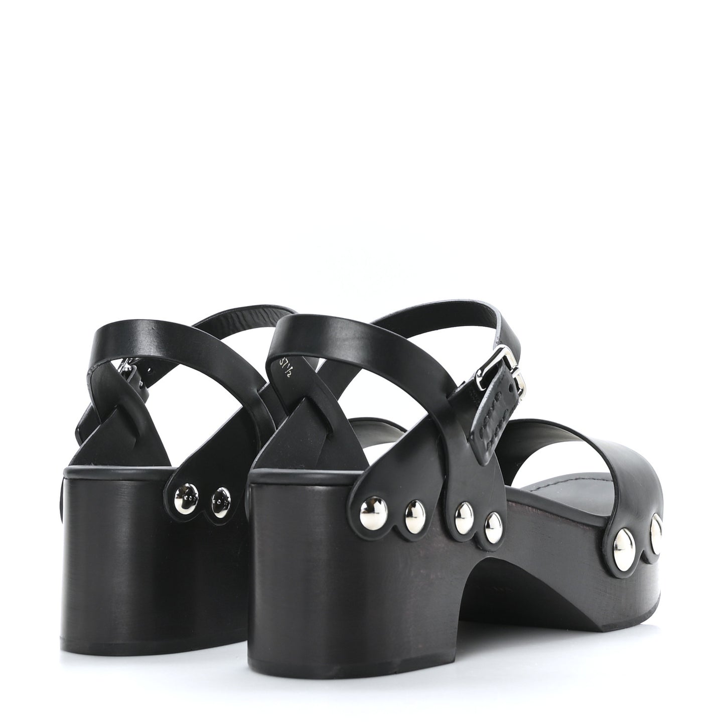 Natural Calfskin 50mm Clog Sandals 37.5 Black