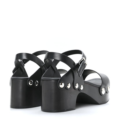Prada Natural Calfskin 50mm Clog Sandals 37.5 Black 4 of 9