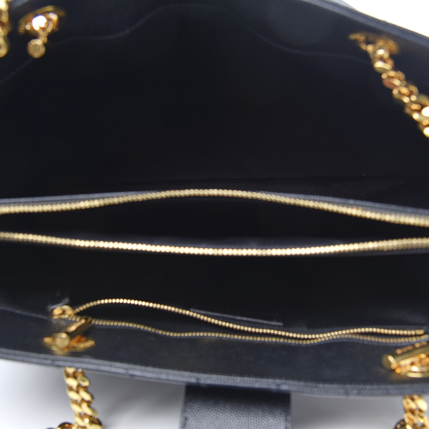 Grain De Poudre Matelasse Chevron Monogram Shopping Bag Black