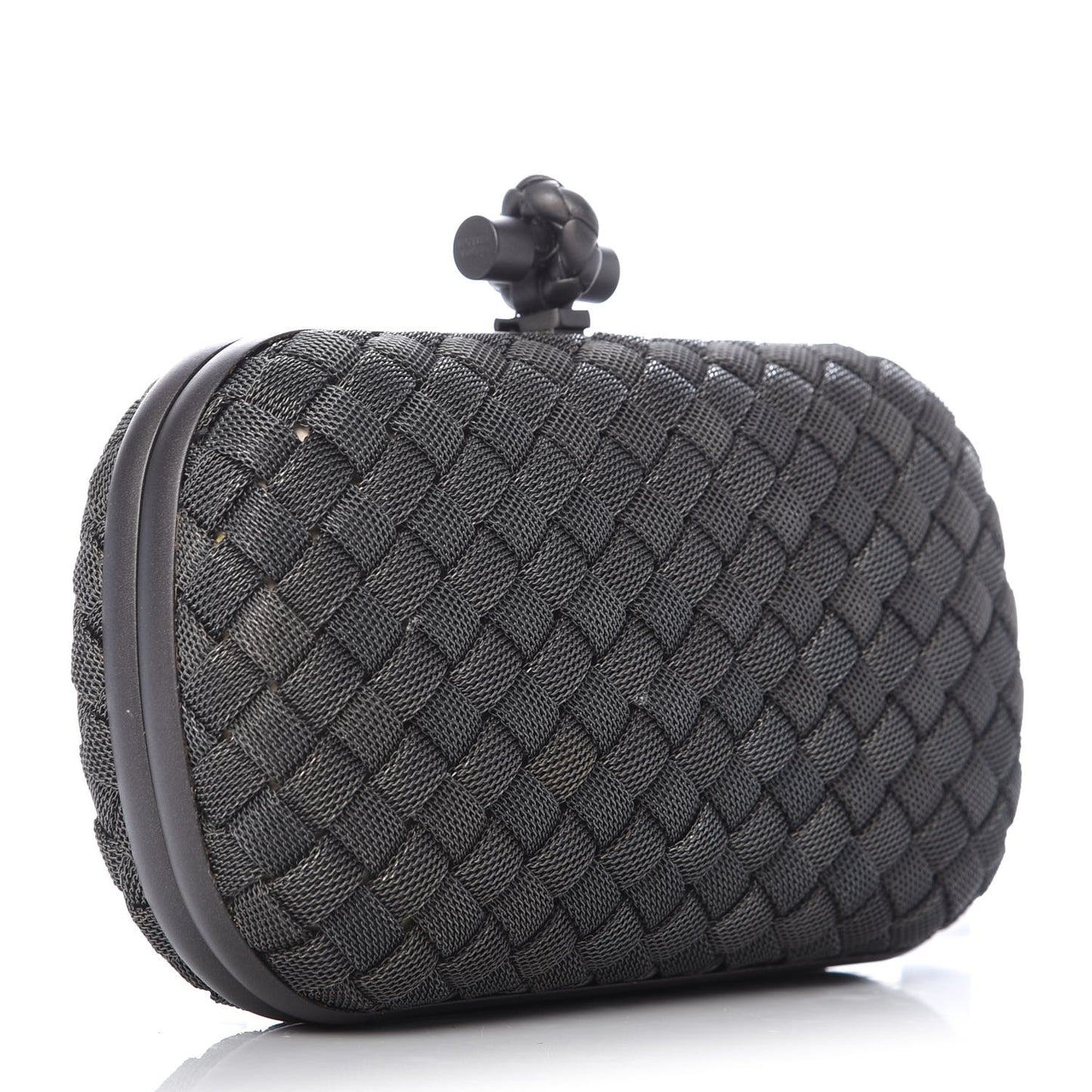 Metal Intrecciato Mesh Woven Knot Clutch in Gunmetal