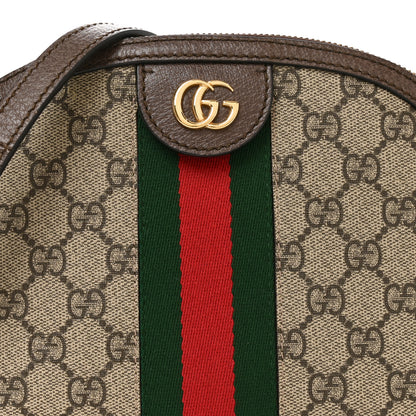 Gucci GG Supreme Monogram Textured Dollar Calfskin Web Small Ophidia Dome Shoulder Bag Beige Ebony New Acero 8 of 10