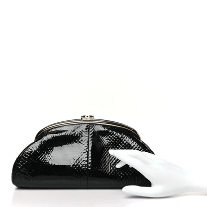 Chanel Glazed Snakeskin Timeless Clutch Black 2 of 11