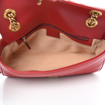 Gucci Calfskin Matelasse Small GG Marmont Shoulder Bag Hibiscus Red 5 of 10