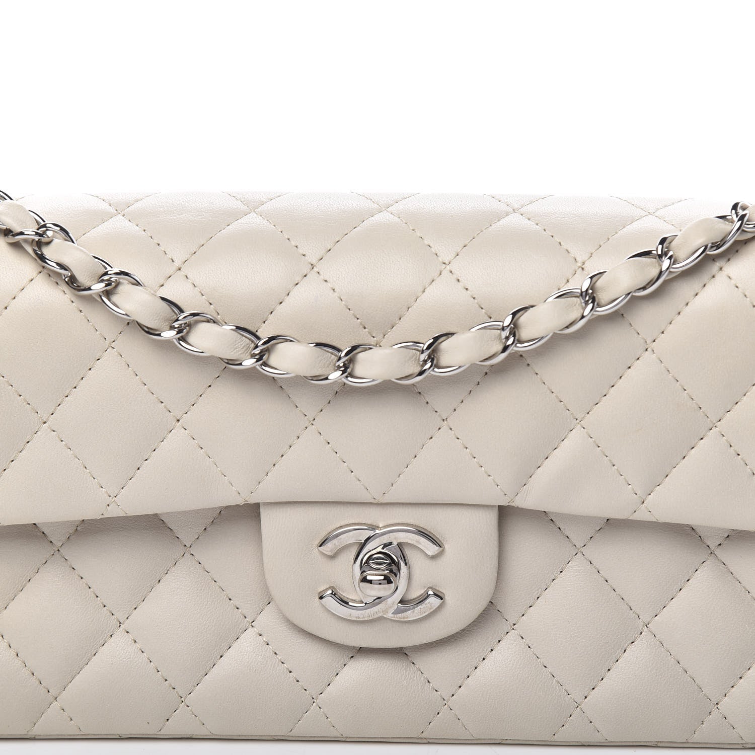 Chanel Lambskin Quilted East West Flap White 7 of 9