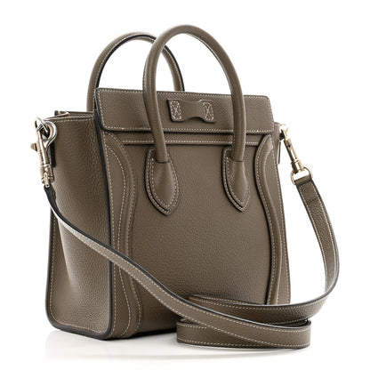 Celine Drummed Calfskin Nano Luggage Souris 3 of 9