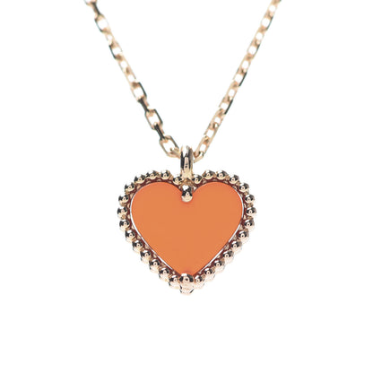 Van Cleef & Arpels 18K Rose Gold Carnelian Sweet Alhambra Heart Pendant Necklace 4 of 7