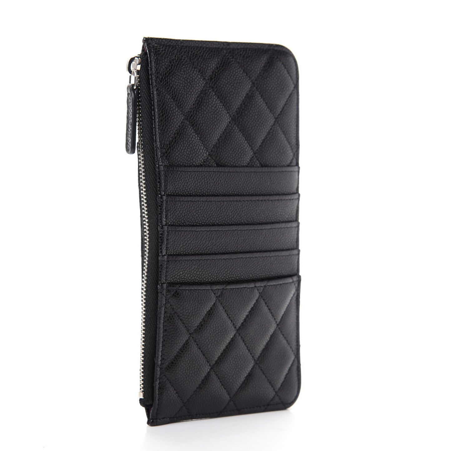 Caviar Quilted Classic Flat Wallet Pouch Black